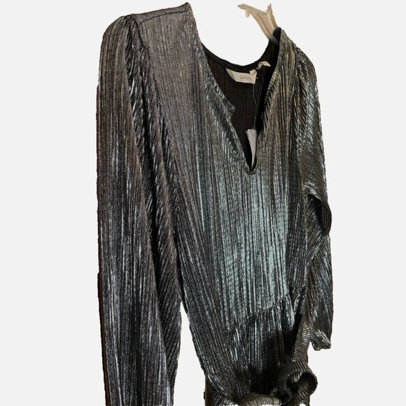 NWT Soft Surroundings Maxi Annabelle Pleated Dress Silver Petite Med (10-12) - Picture 8 of 12